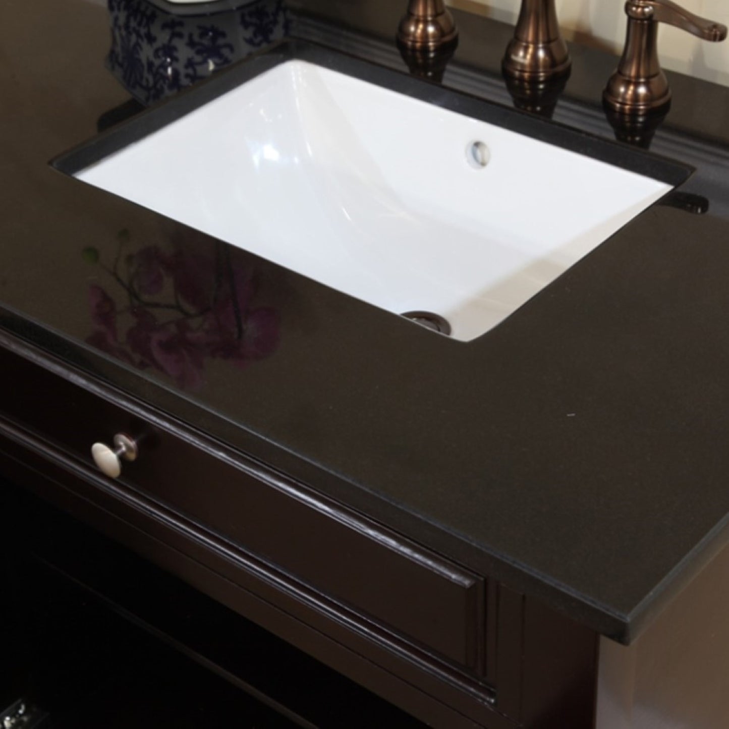 62" Double sink vanity dark mahogany
