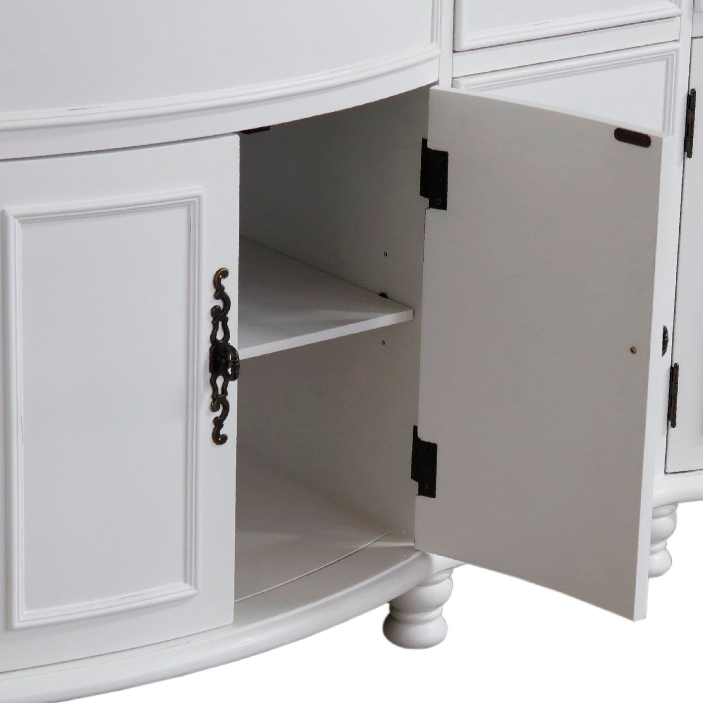 62" Double sink vanity Antique White finish in White Marble top