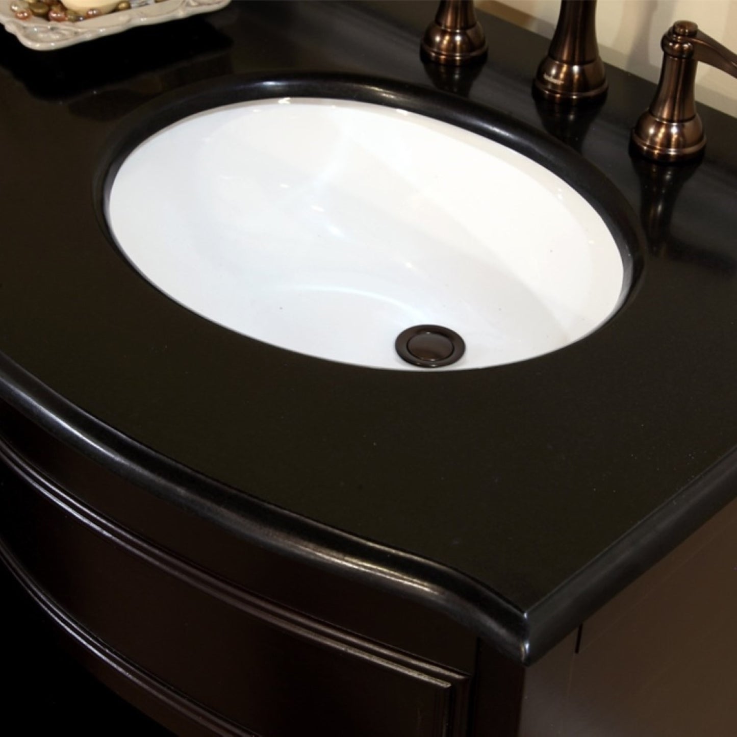 62" Double sink vanity dark mahogany black galaxy