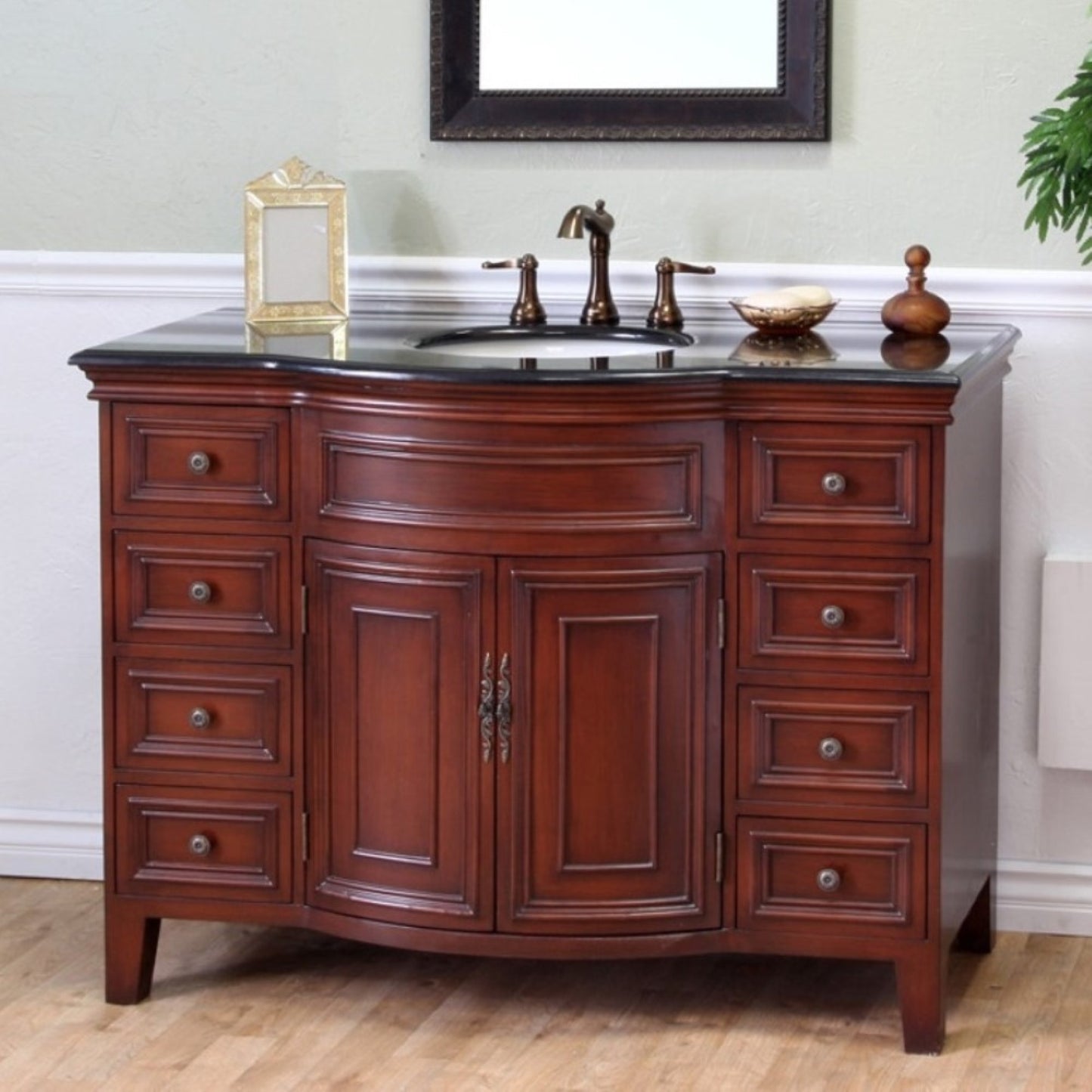 48" Single sink vanity wood brown cherry