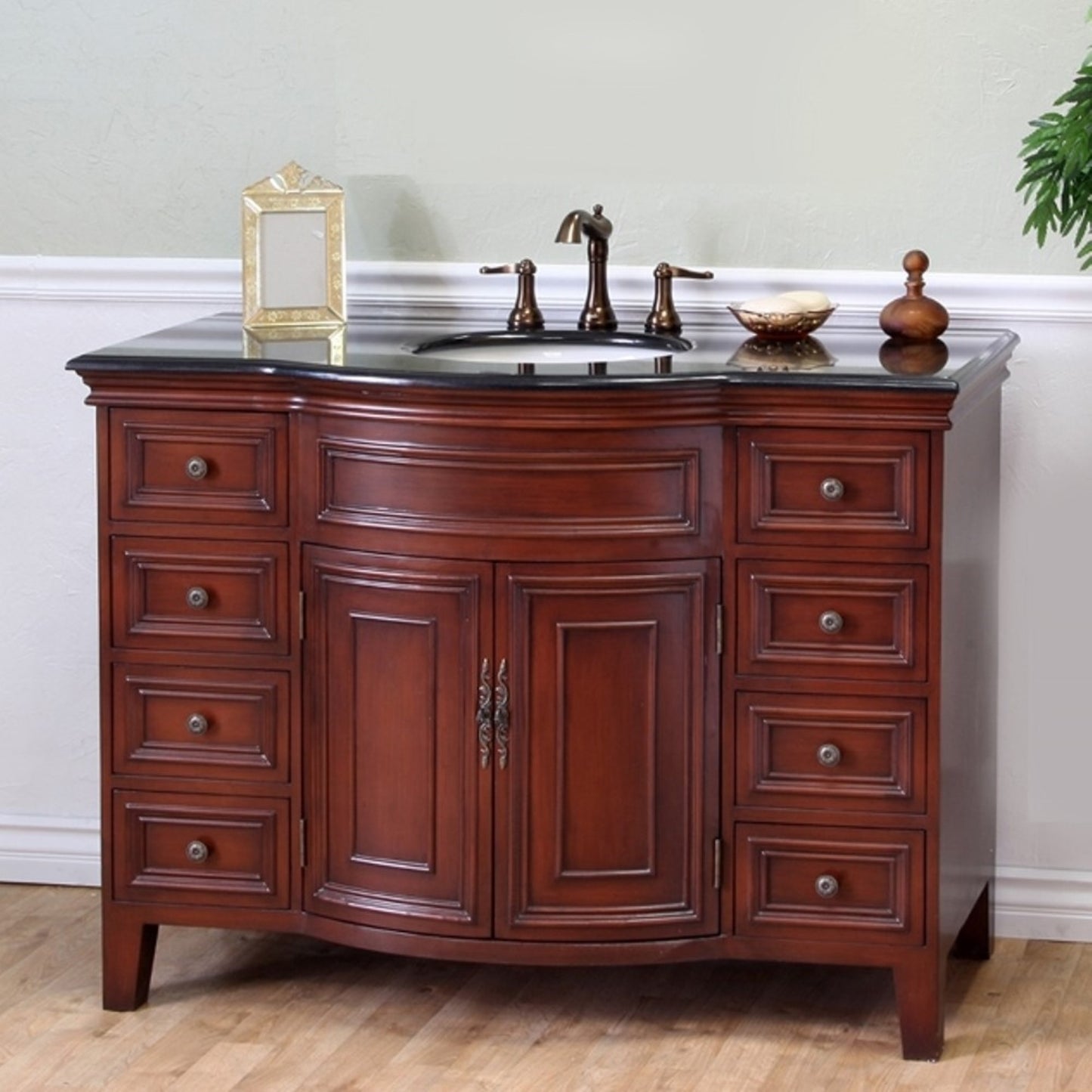 48" Single sink vanity wood brown cherry
