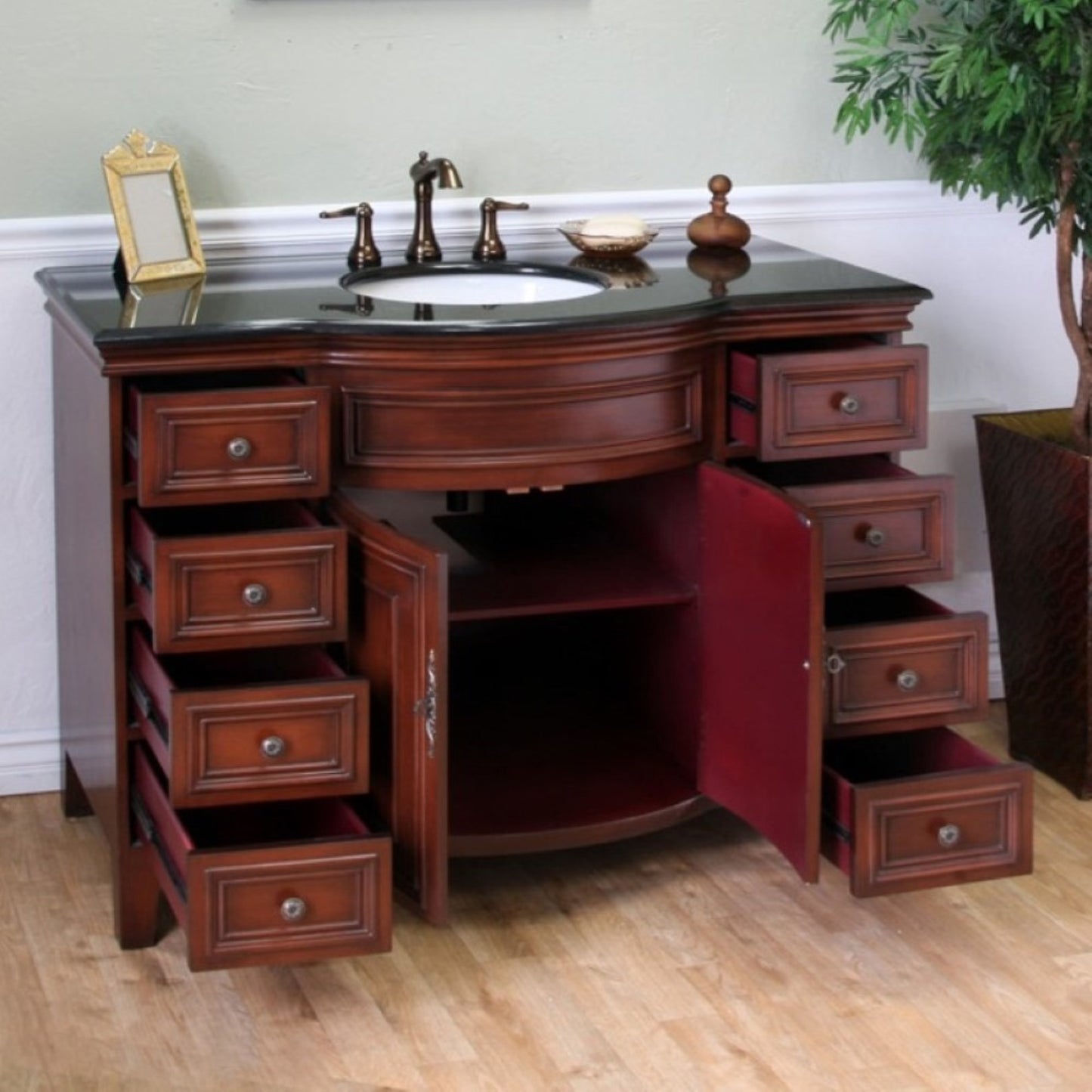 48" Single sink vanity wood brown cherry