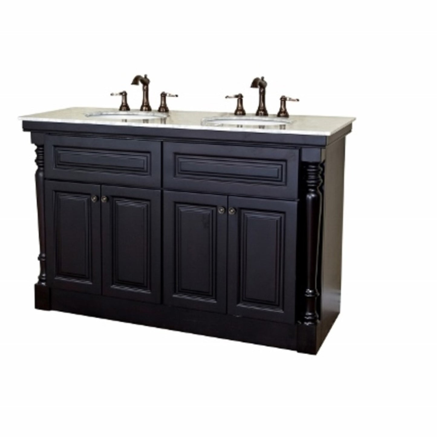 55" Double sink vanity dark mahogany