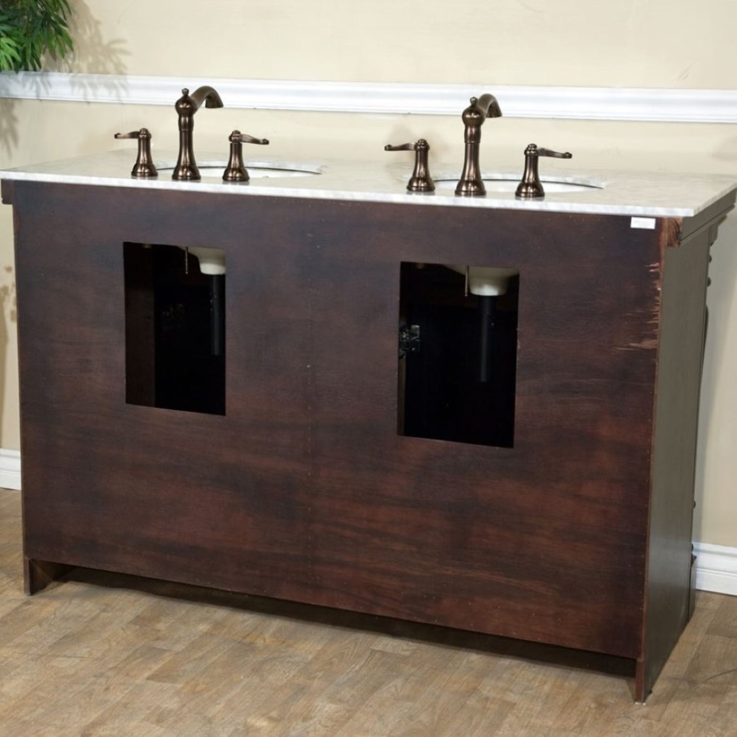 55" Double sink vanity dark mahogany