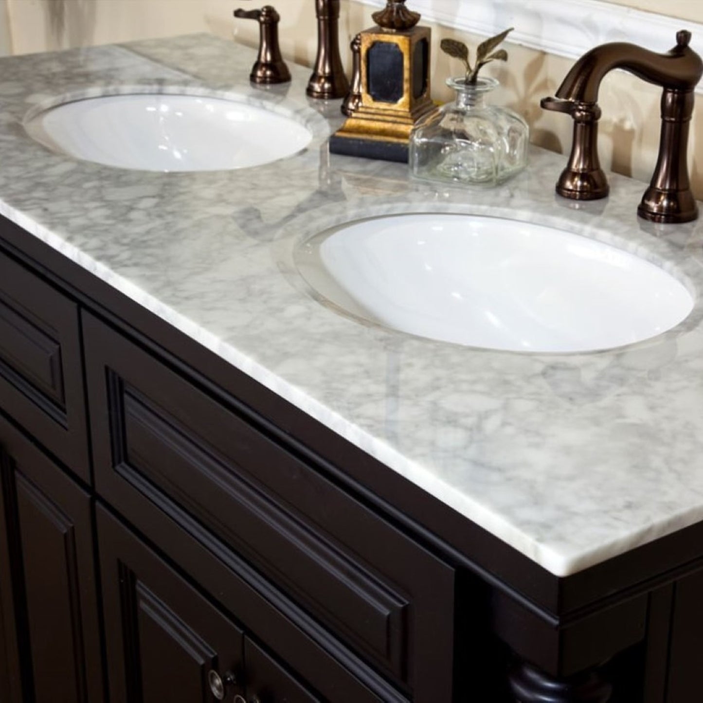 55" Double sink vanity dark mahogany