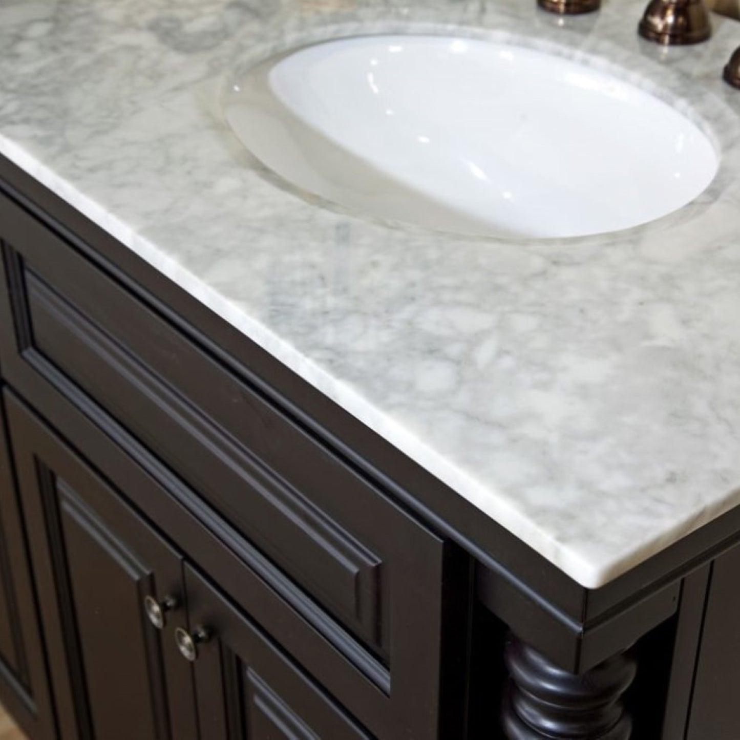 55" Double sink vanity dark mahogany