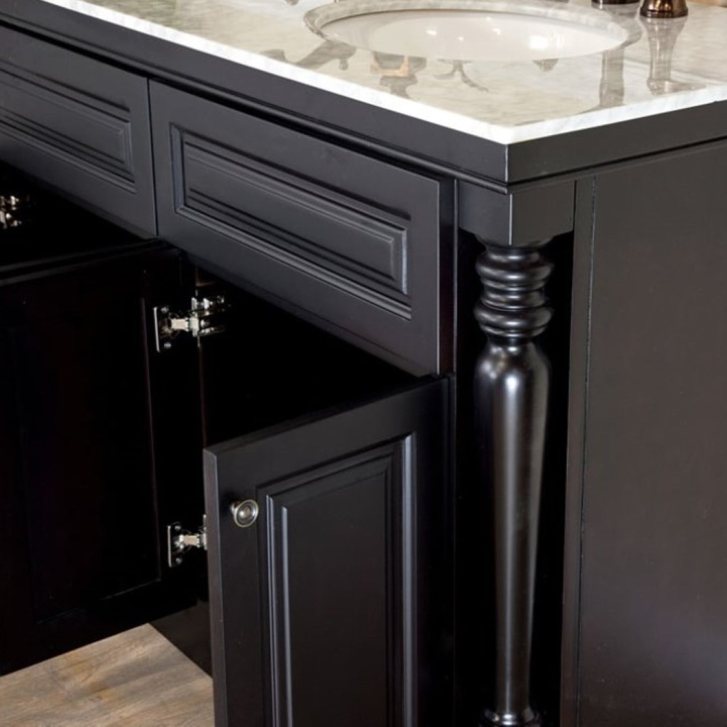 55" Double sink vanity dark mahogany