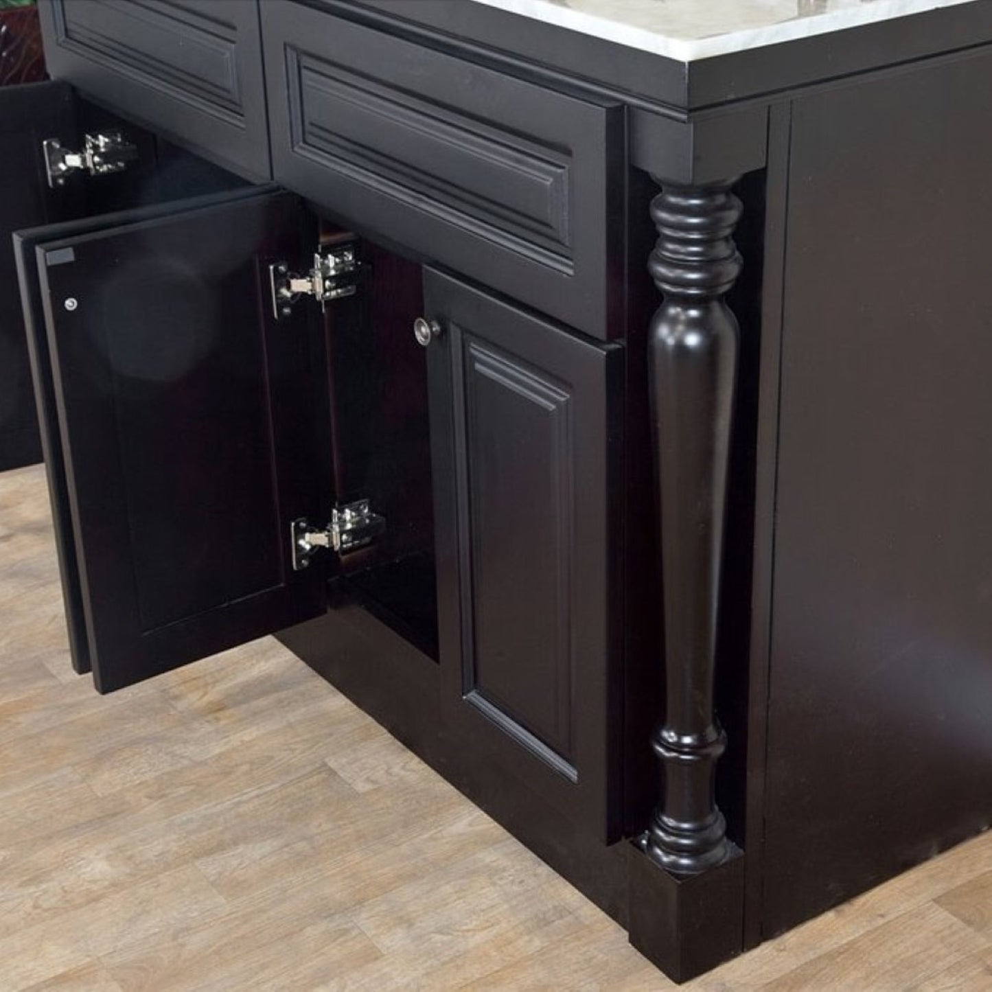 55" Double sink vanity dark mahogany