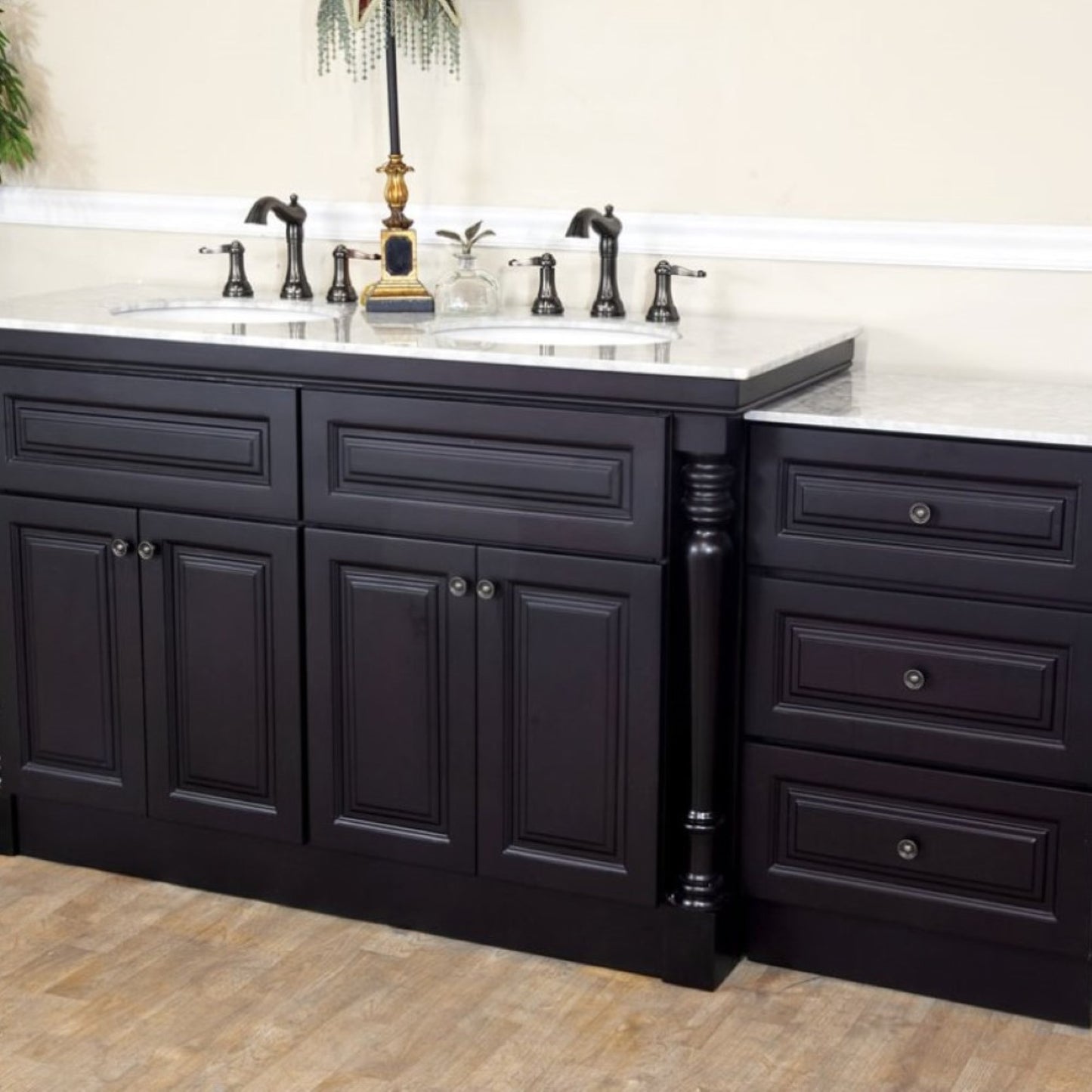 74" Double sink vanity dark mahogany