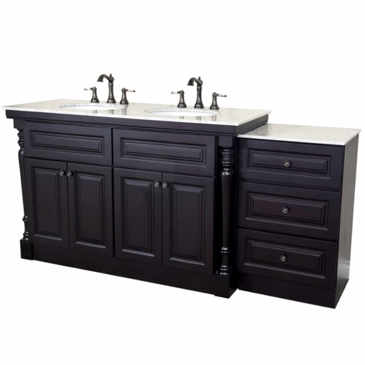 74" Double sink vanity dark mahogany