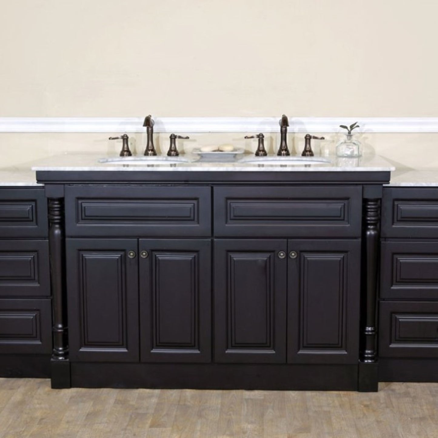 93" Double sink vanity dark mahogany