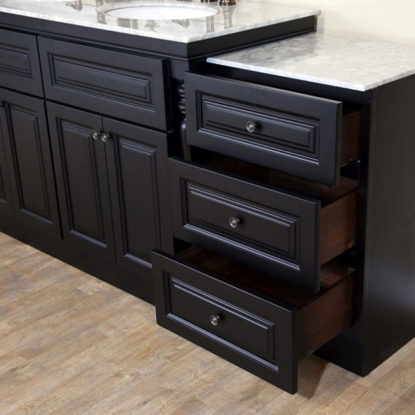 93" Double sink vanity dark mahogany