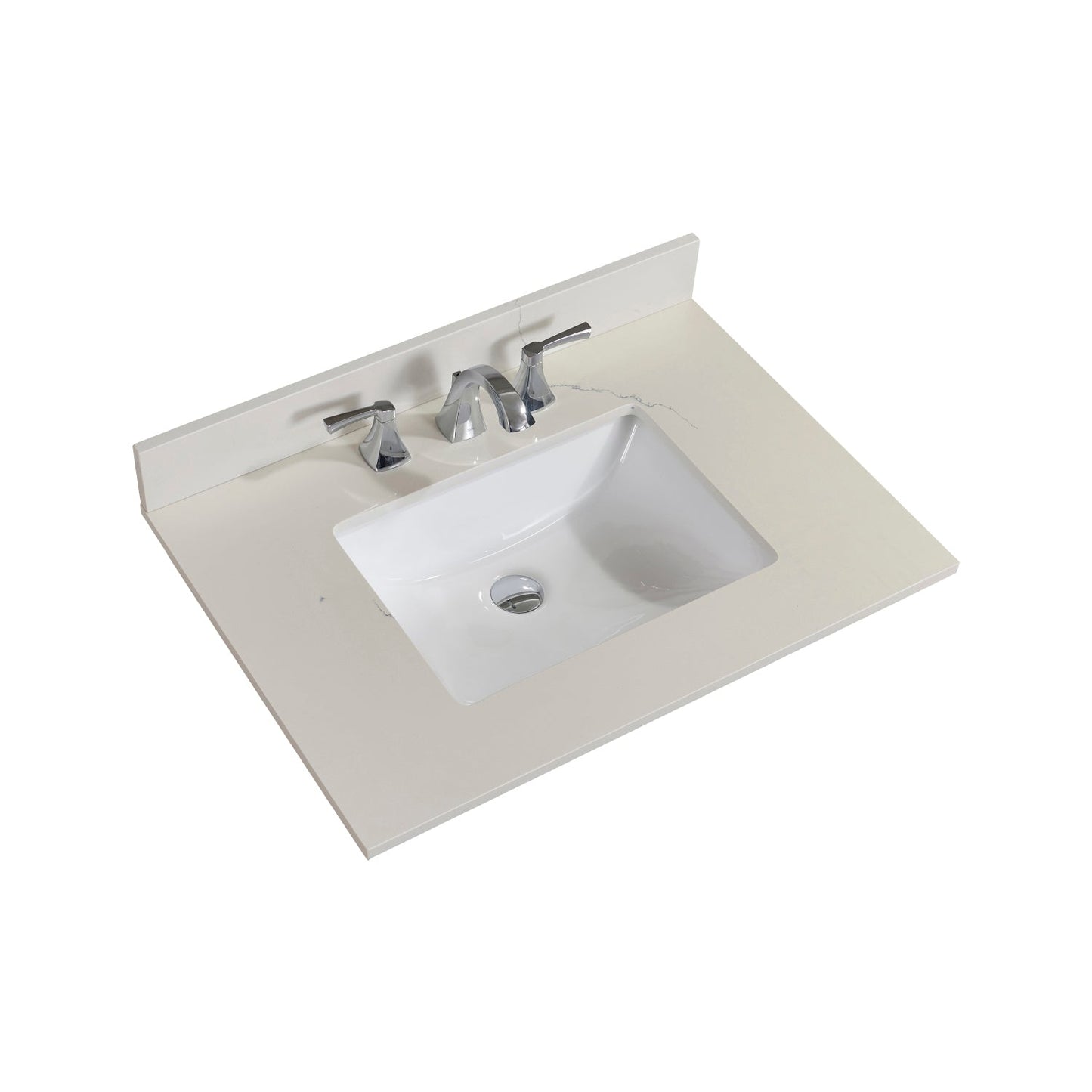 31" Composite Stone Vanity Top in Milano White with White Sink