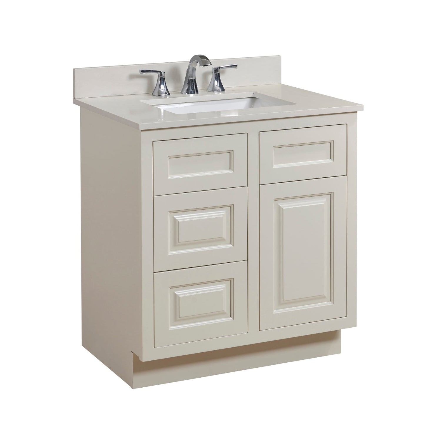 31" Composite Stone Vanity Top in Milano White with White Sink