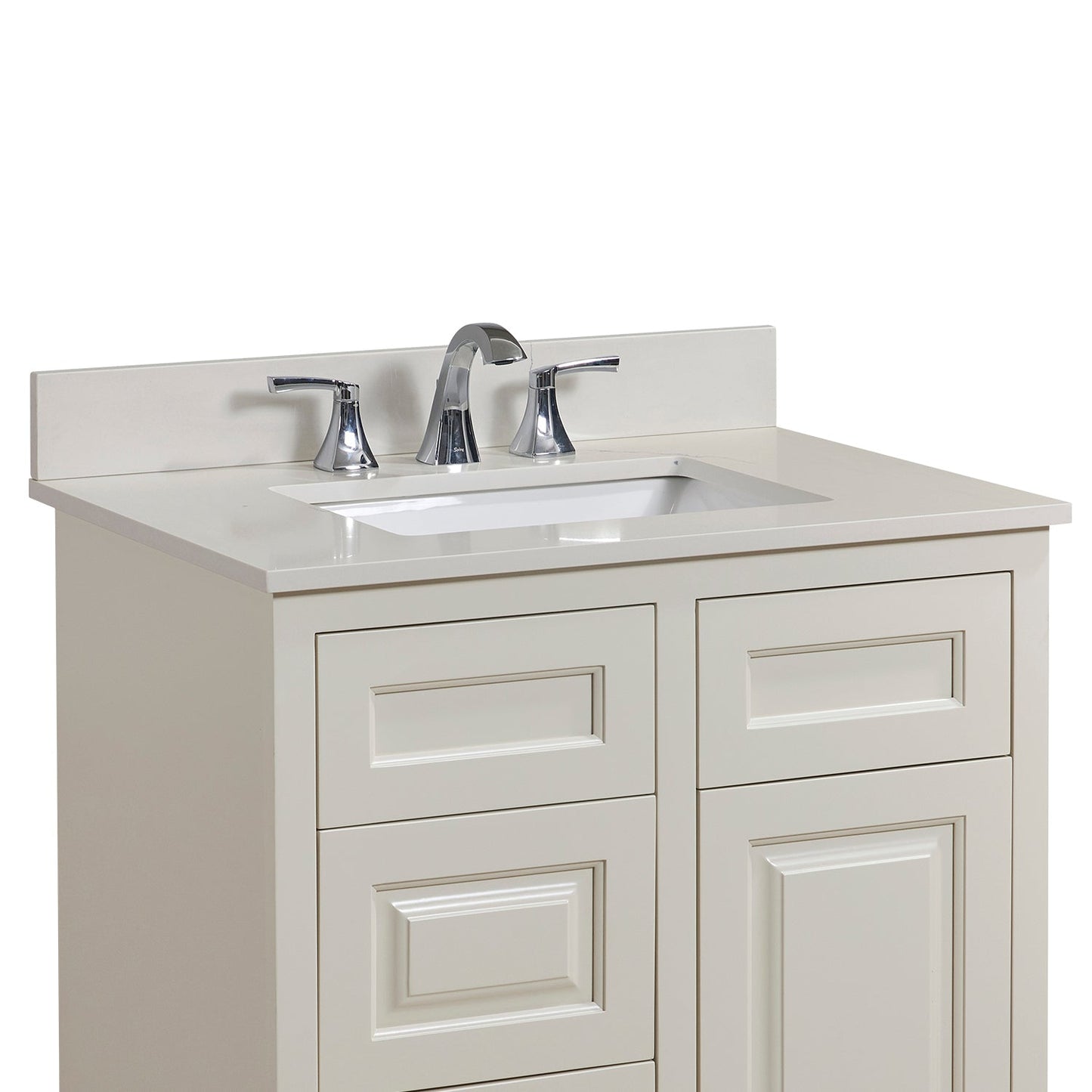 31" Composite Stone Vanity Top in Milano White with White Sink