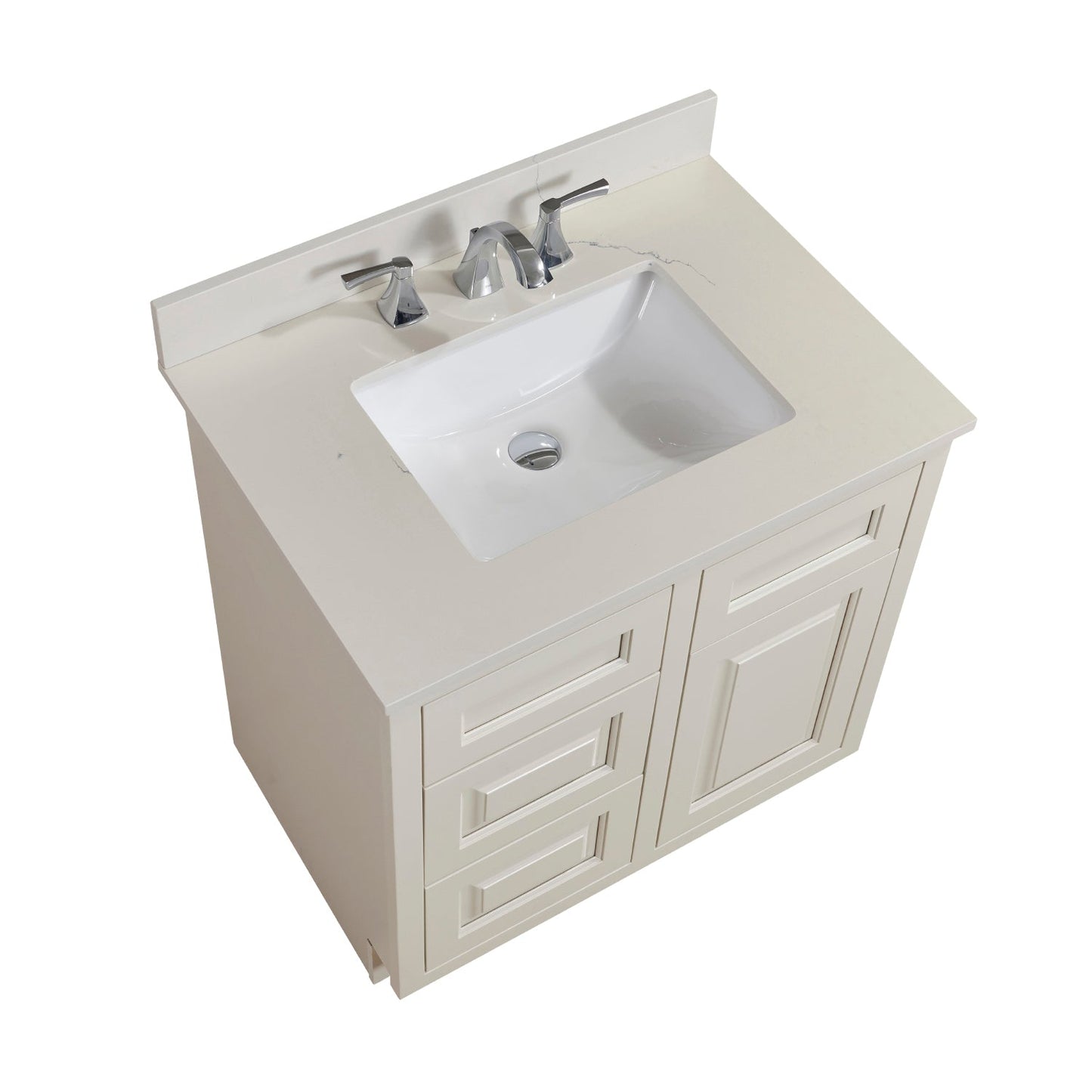 31" Composite Stone Vanity Top in Milano White with White Sink