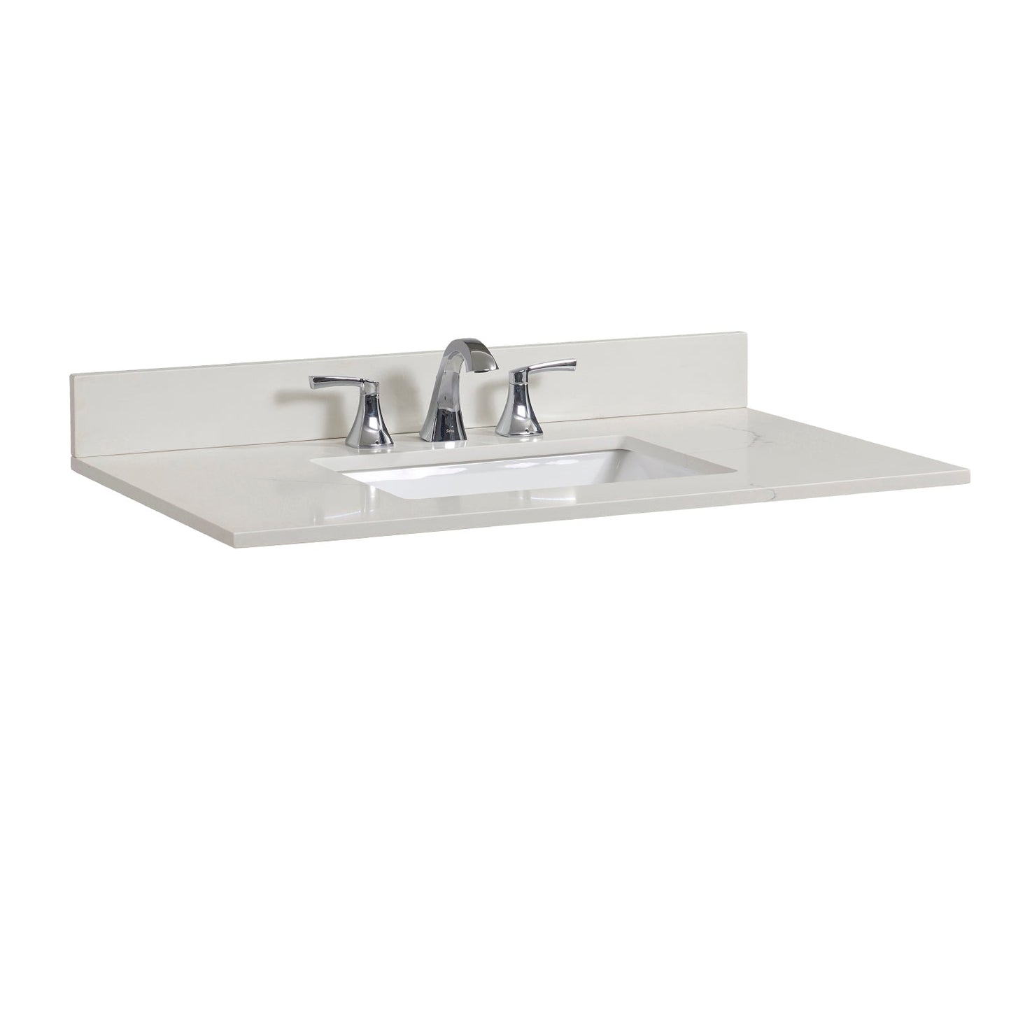 37" Composite Stone Vanity Top in Milano White with White Sink