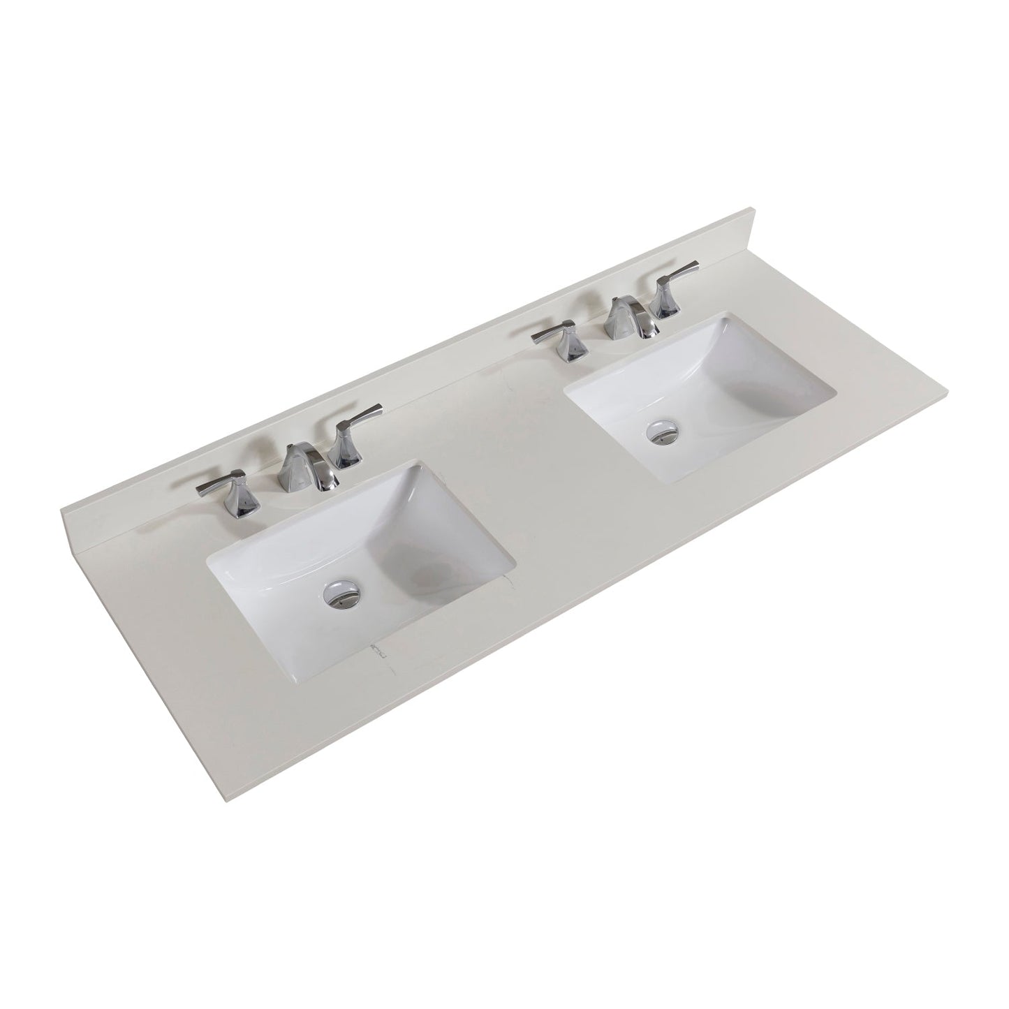 61" Composite Stone Vanity Top in Milano White with White Sink