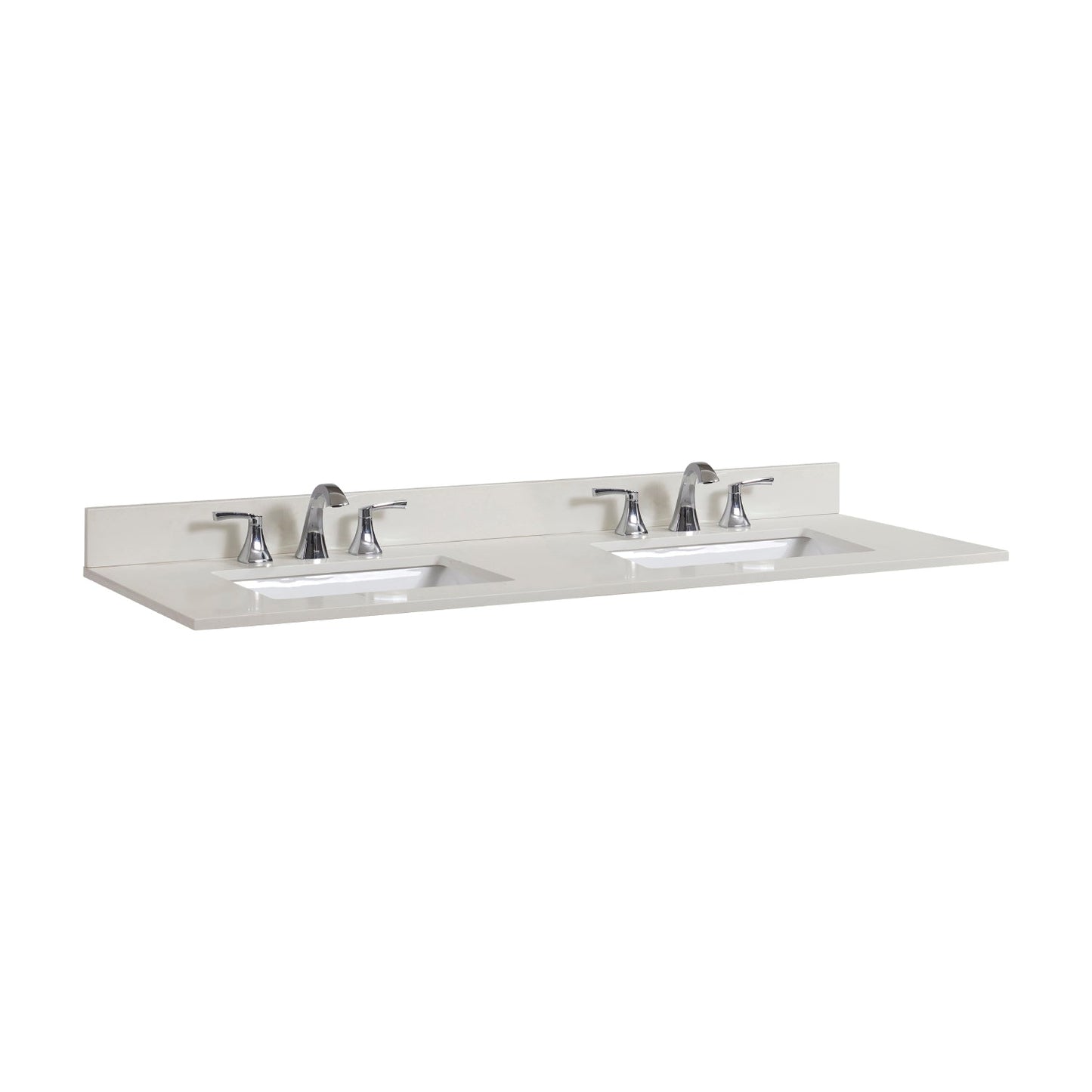 61" Composite Stone Vanity Top in Milano White with White Sink