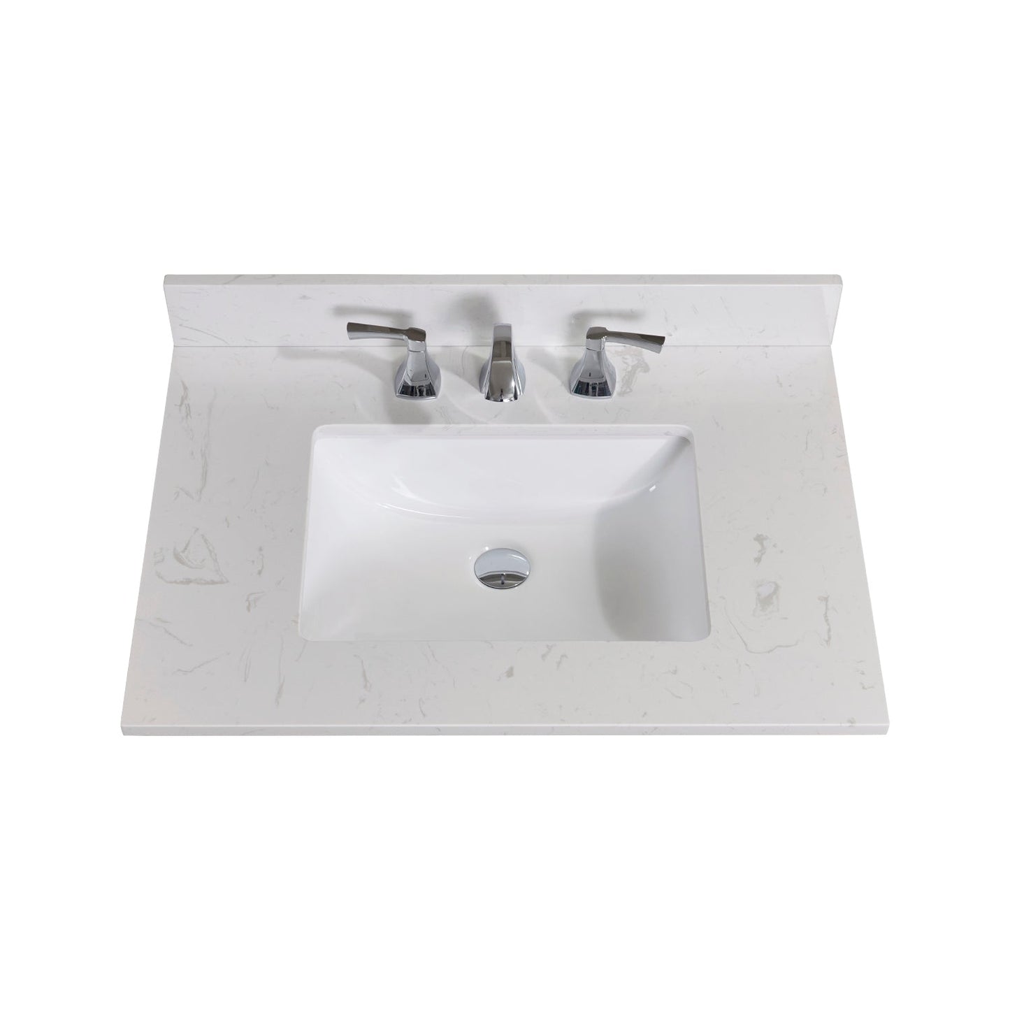 31" Composite Stone Vanity Top in Jazz White with White Sink