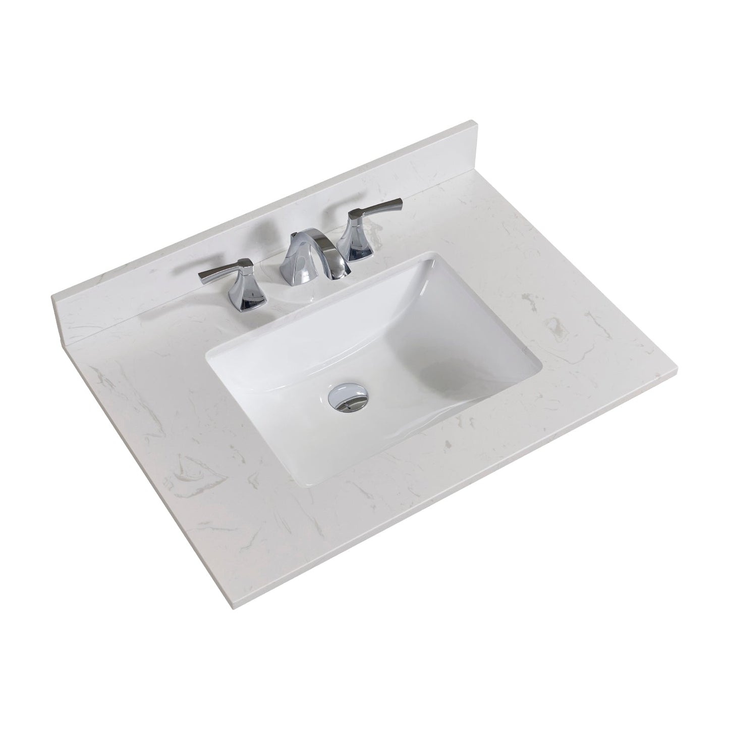 31" Composite Stone Vanity Top in Jazz White with White Sink