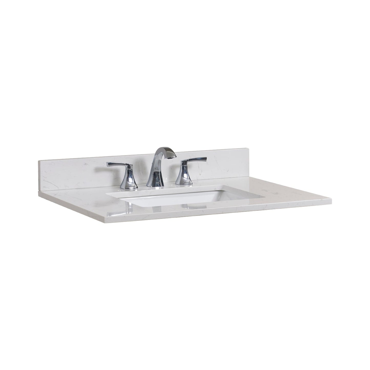 31" Composite Stone Vanity Top in Jazz White with White Sink