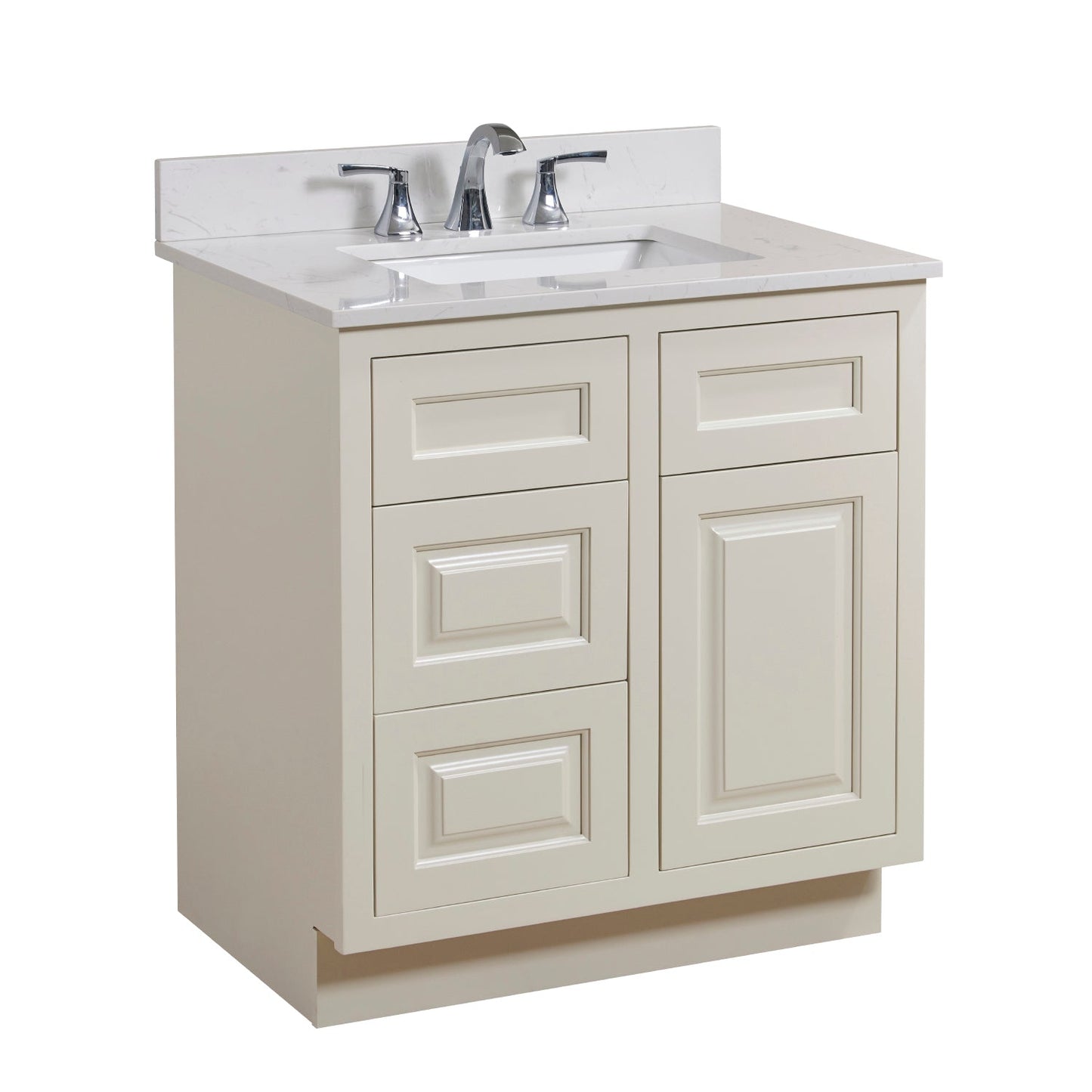 31" Composite Stone Vanity Top in Jazz White with White Sink