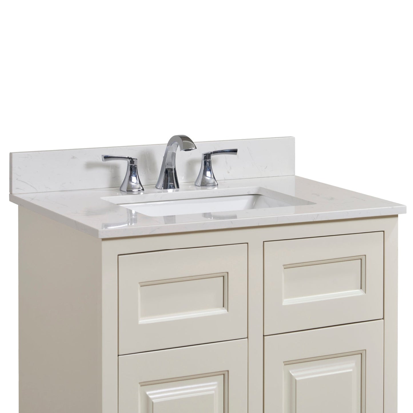 31" Composite Stone Vanity Top in Jazz White with White Sink