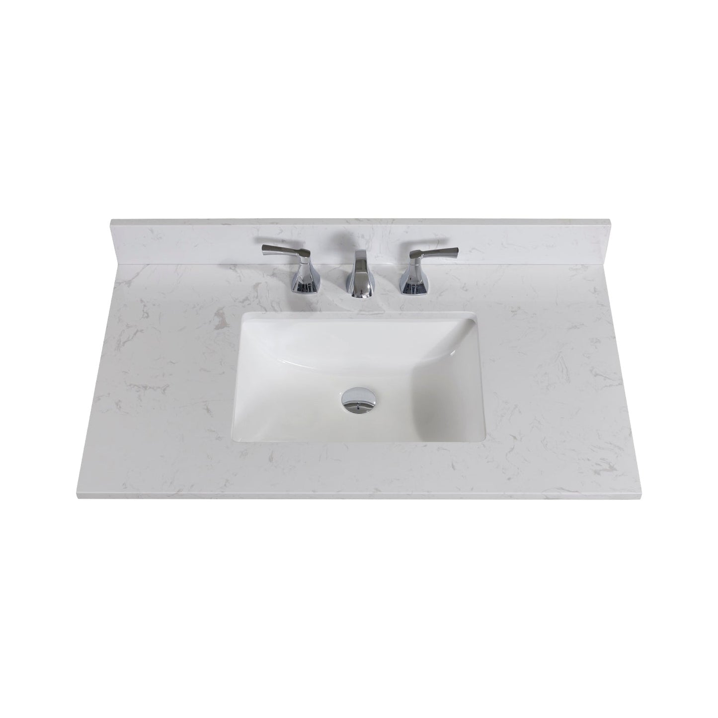 37" Composite Stone Vanity Top in Jazz White with White Sink