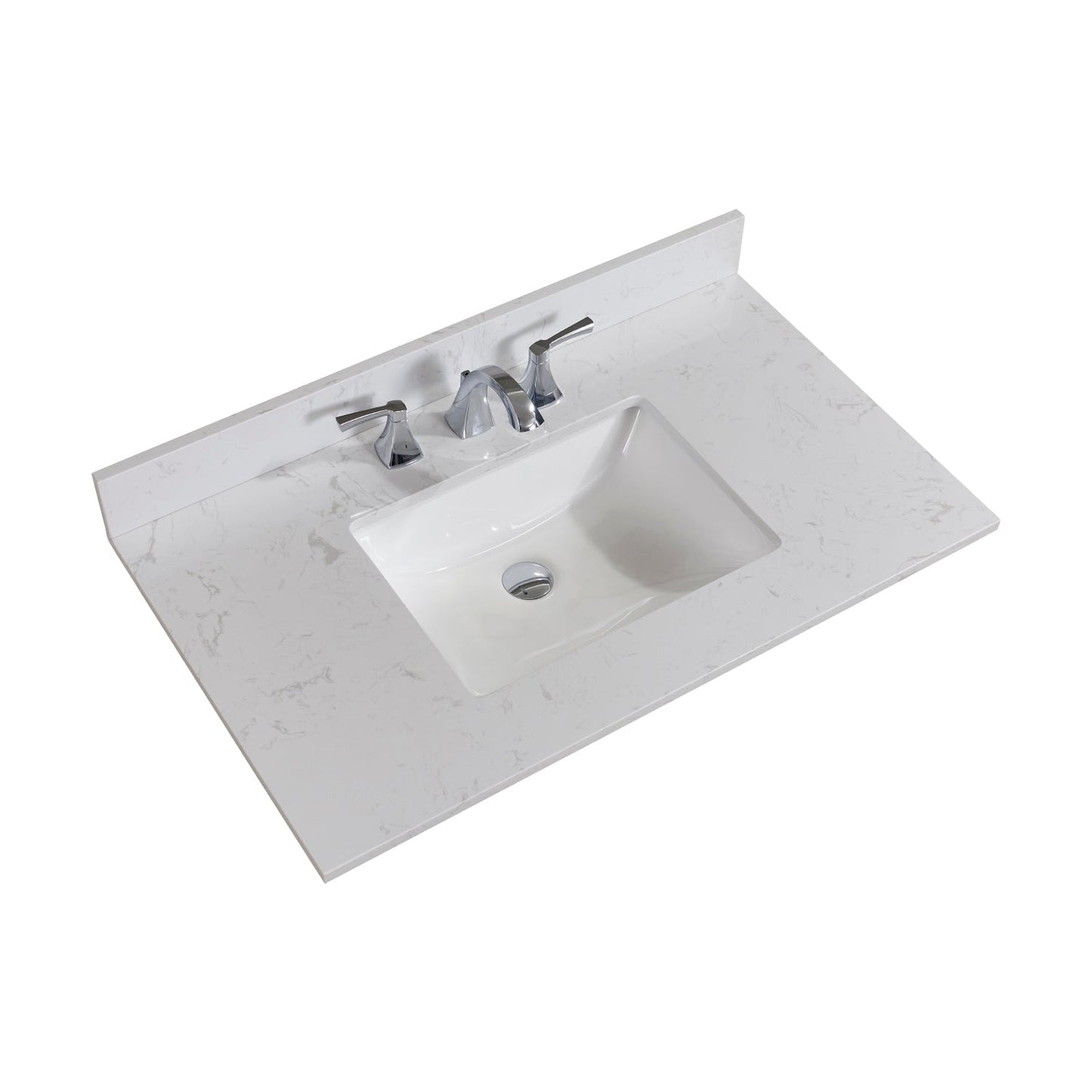 37" Composite Stone Vanity Top in Jazz White with White Sink
