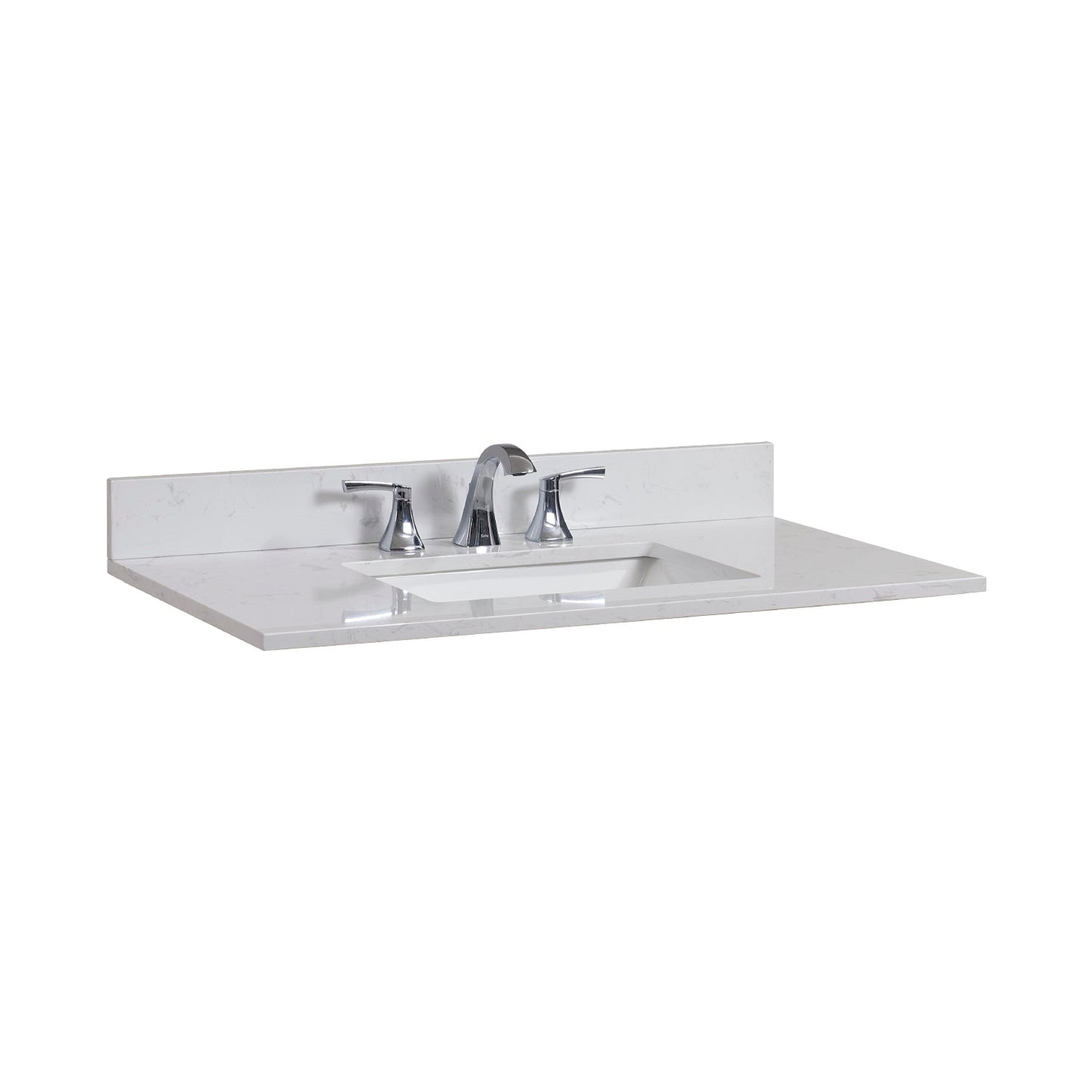 37" Composite Stone Vanity Top in Jazz White with White Sink