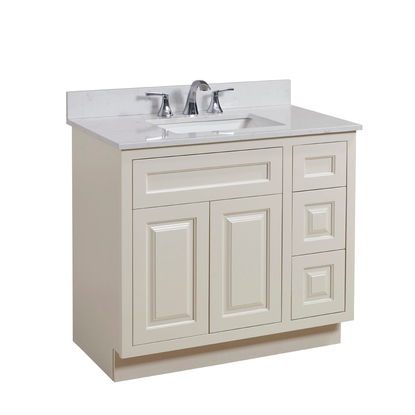 37" Composite Stone Vanity Top in Jazz White with White Sink