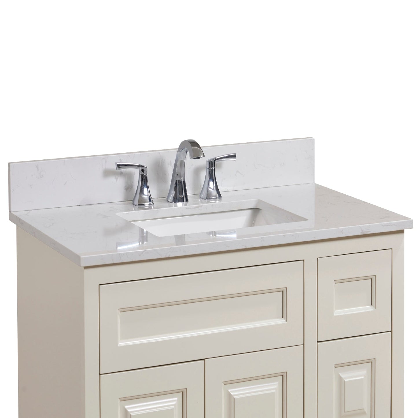 37" Composite Stone Vanity Top in Jazz White with White Sink