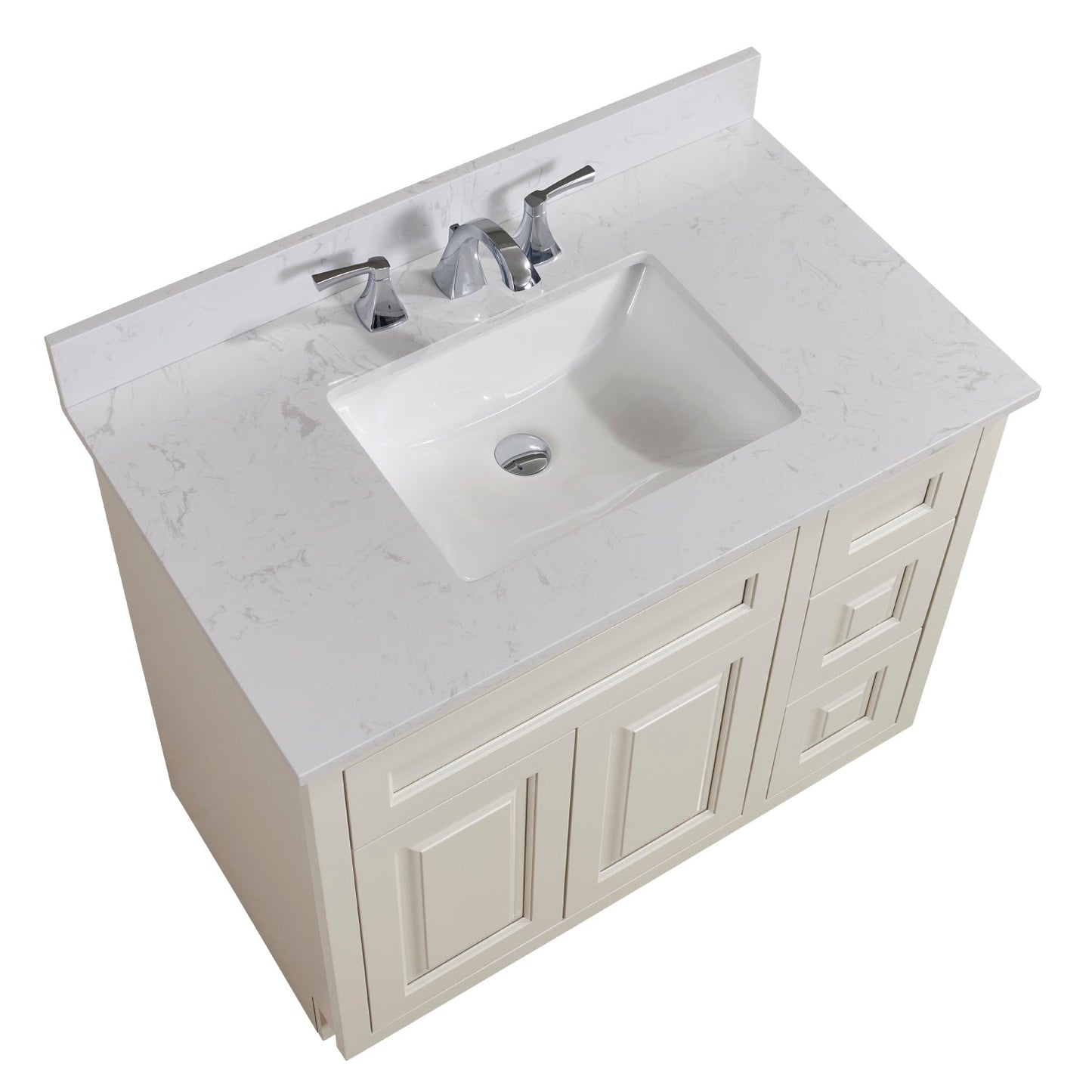 37" Composite Stone Vanity Top in Jazz White with White Sink