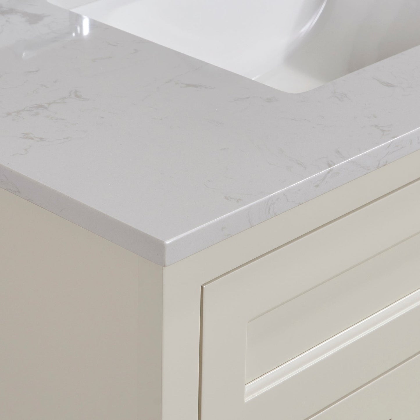 37" Composite Stone Vanity Top in Jazz White with White Sink