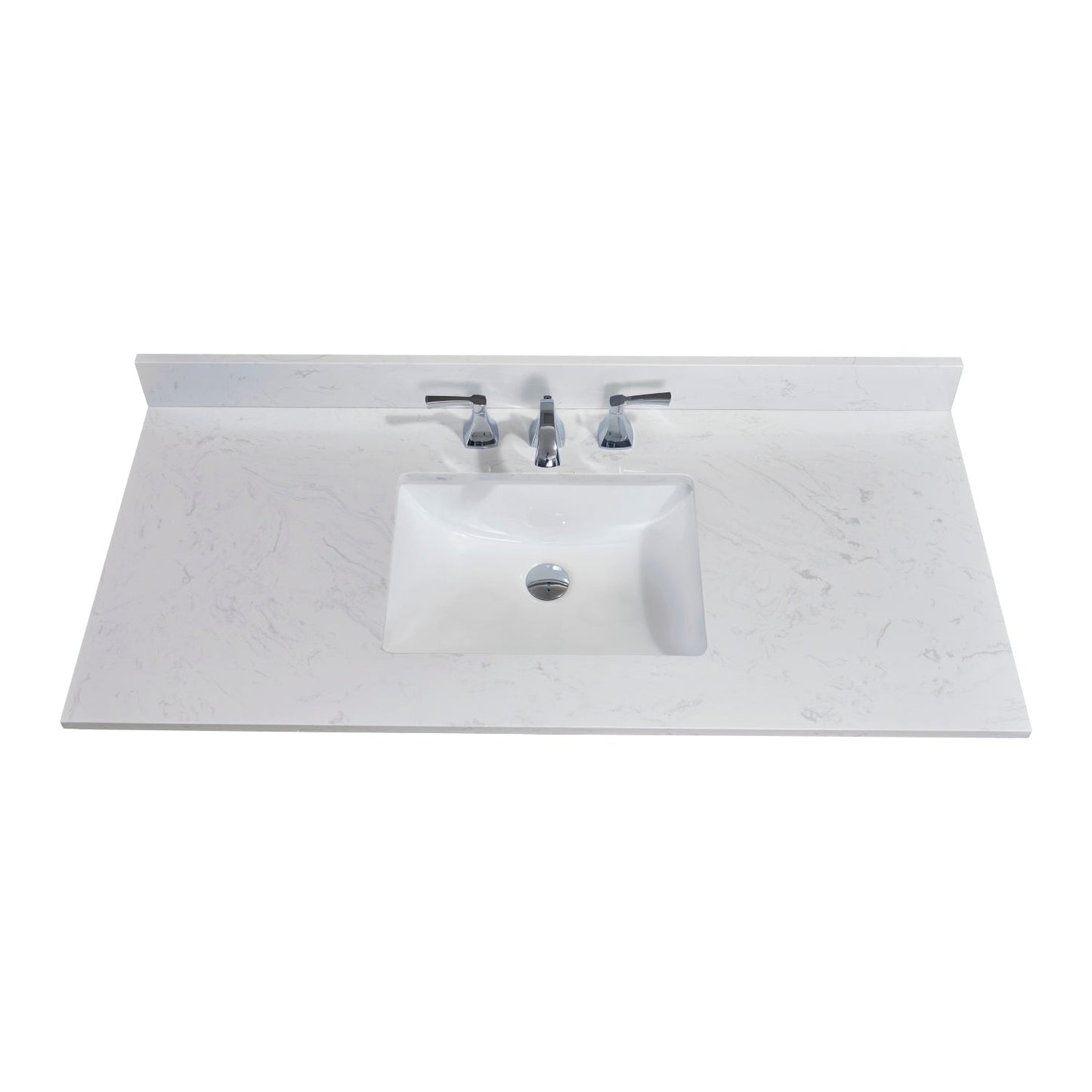 49" Composite Stone Vanity Top in Jazz White with White Sink