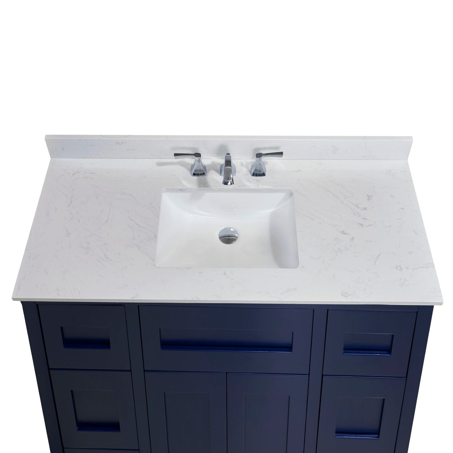 49" Composite Stone Vanity Top in Jazz White with White Sink