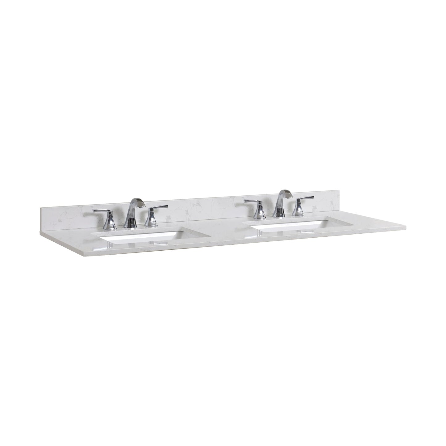 61" Composite Stone Vanity Top in Jazz White with White Sink