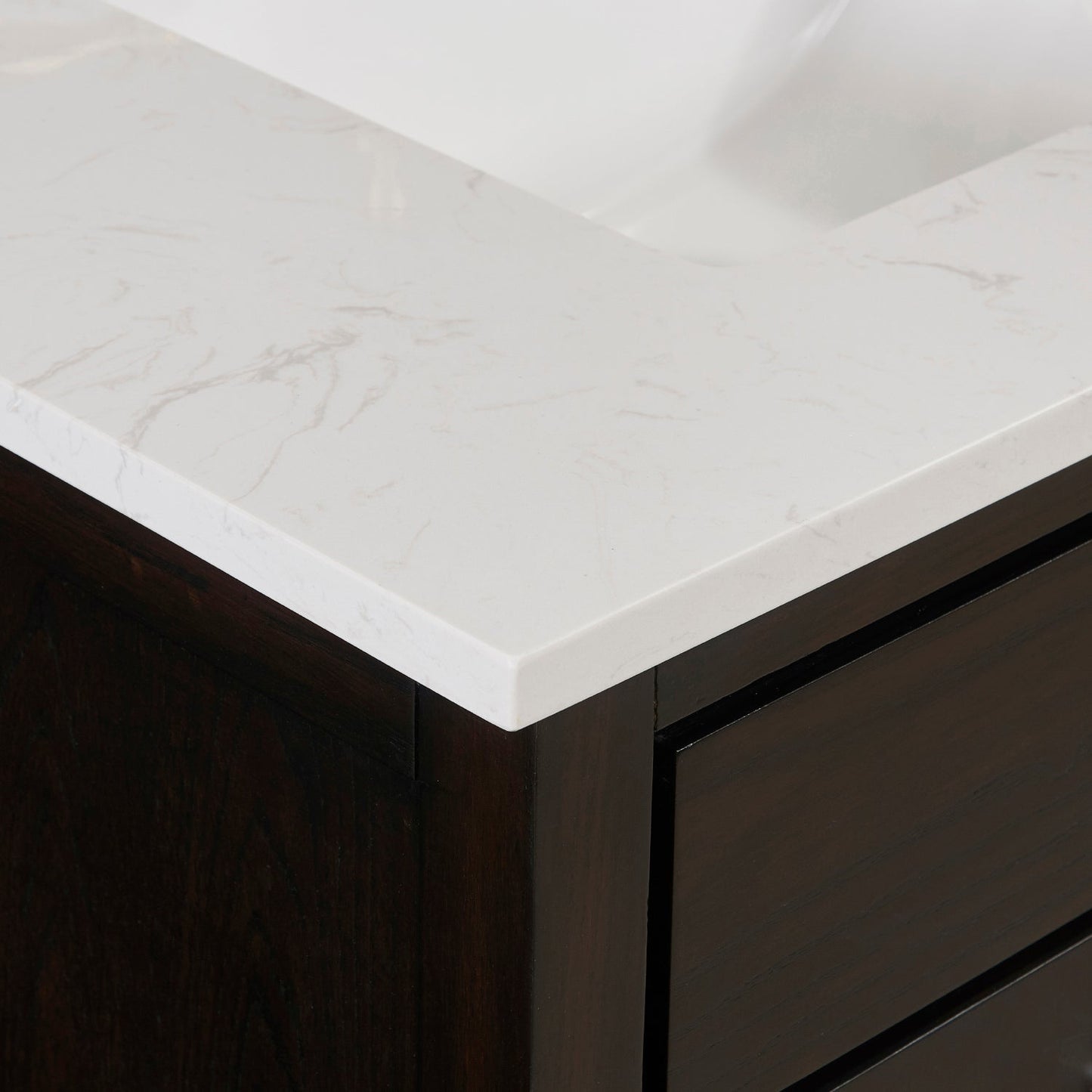 73" Composite Stone Vanity Top in Jazz White with White Sink