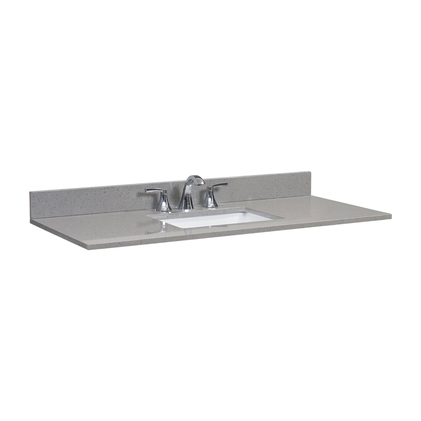 49" Mountain Gray/Polished Engineered Marble Bathroom Vanity Top with White Sink