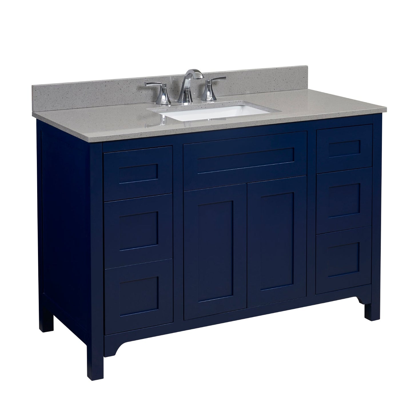 49" Mountain Gray/Polished Engineered Marble Bathroom Vanity Top with White Sink