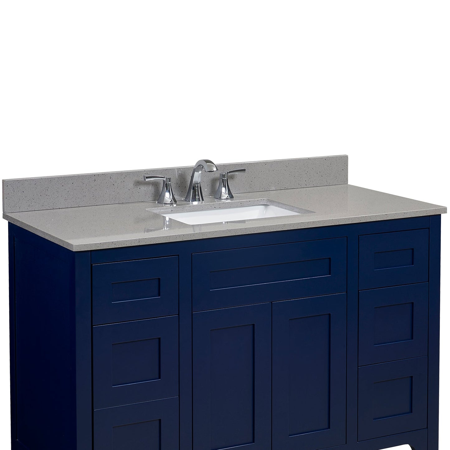 49" Mountain Gray/Polished Engineered Marble Bathroom Vanity Top with White Sink