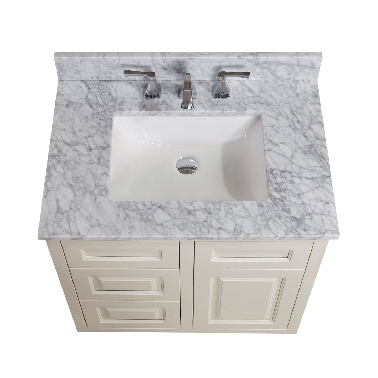 31" Natural Marble Vanity Top with White Sink