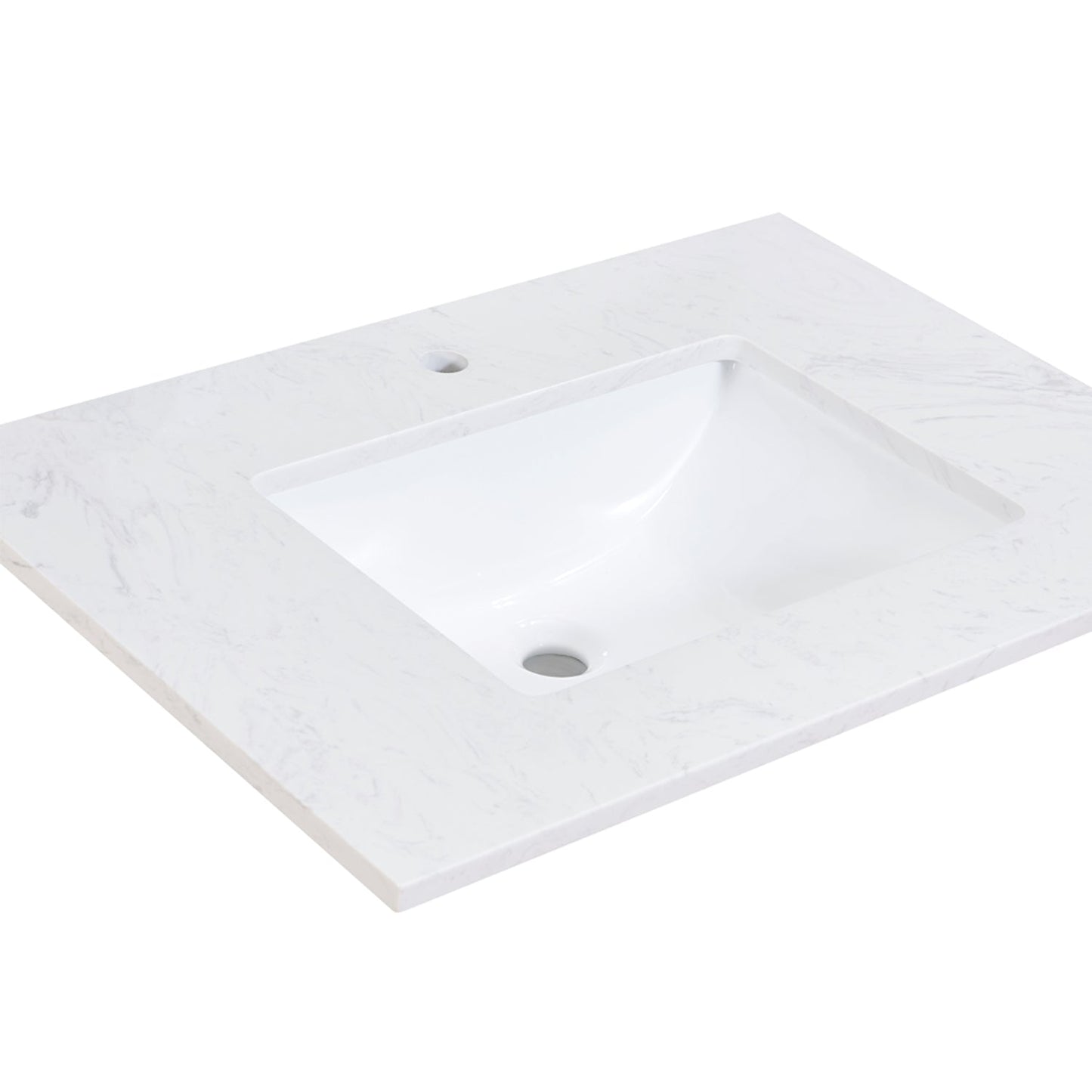 31" Composite Stone Vanity Top in Aosta White with White Sink