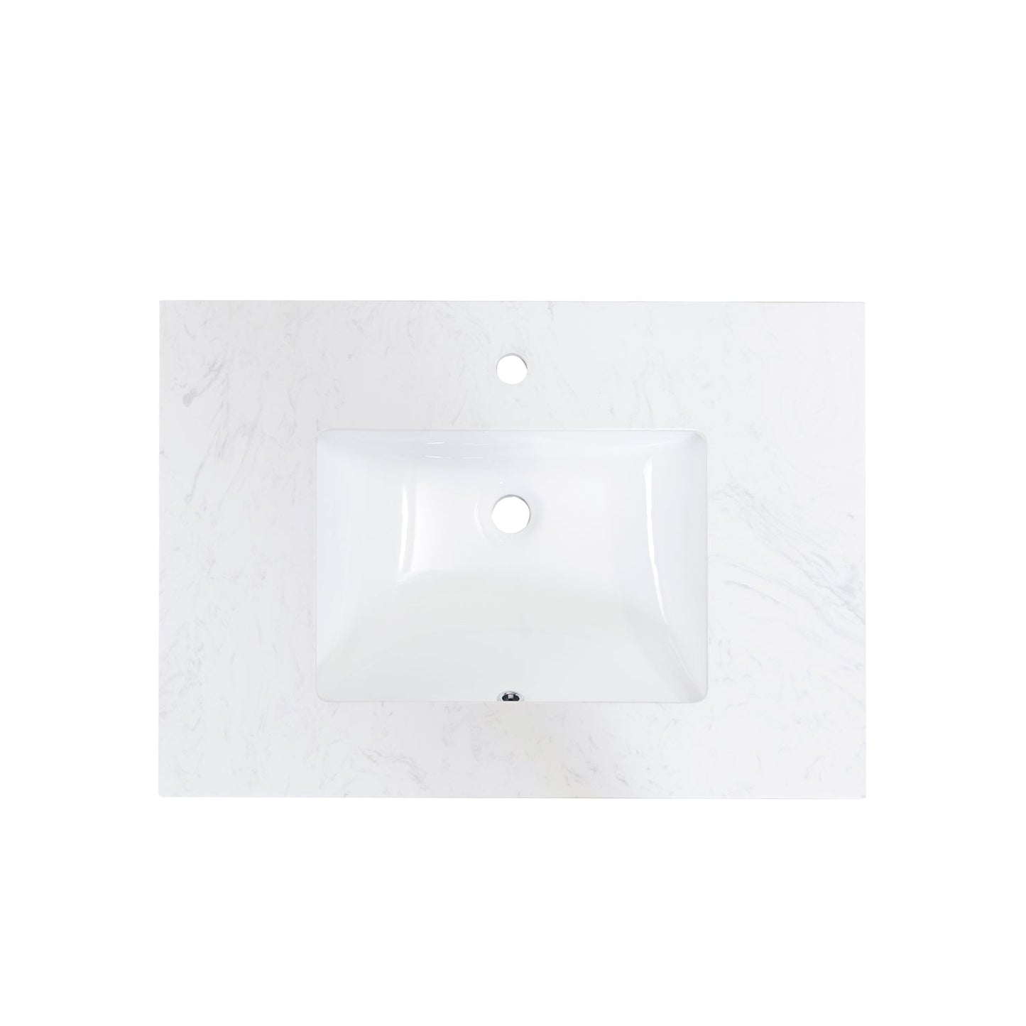 31" Composite Stone Vanity Top in Aosta White with White Sink