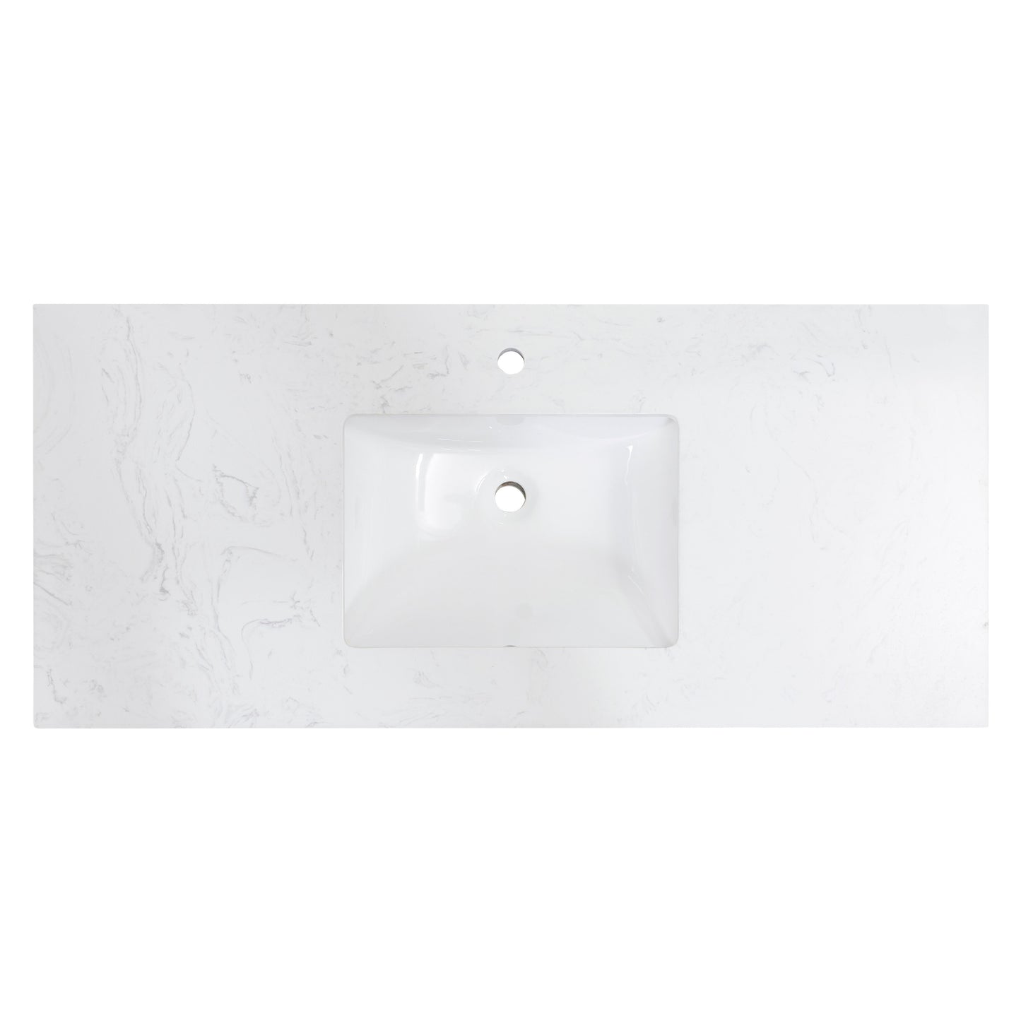 49" Composite Stone Vanity Top in Aosta White with White Sink