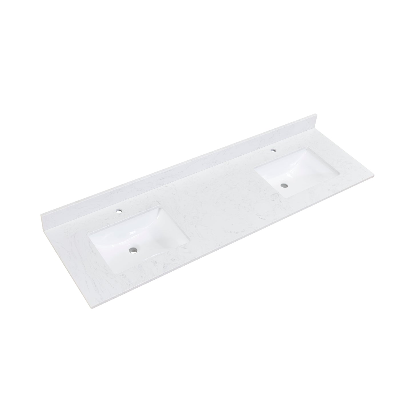 72" Composite Stone Vanity Top in Aosta White with White Sink
