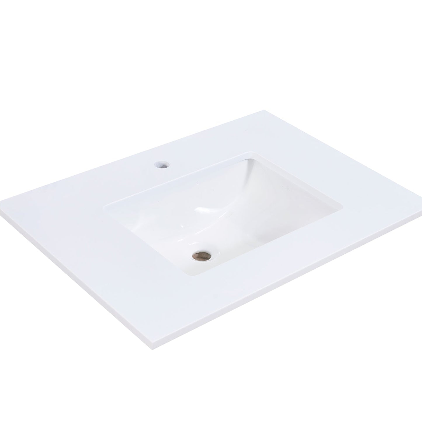 30" Composite Stone Vanity Top in Snow White with White Sink