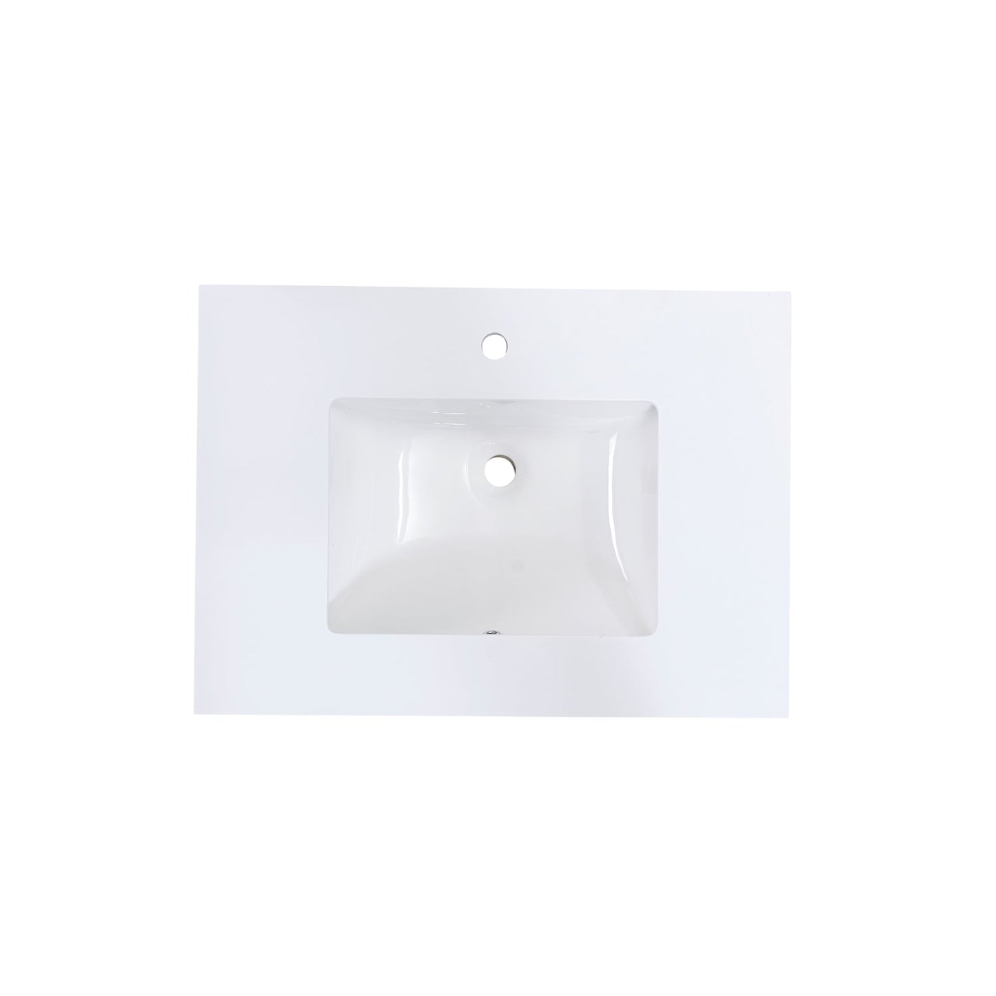 30" Composite Stone Vanity Top in Snow White with White Sink