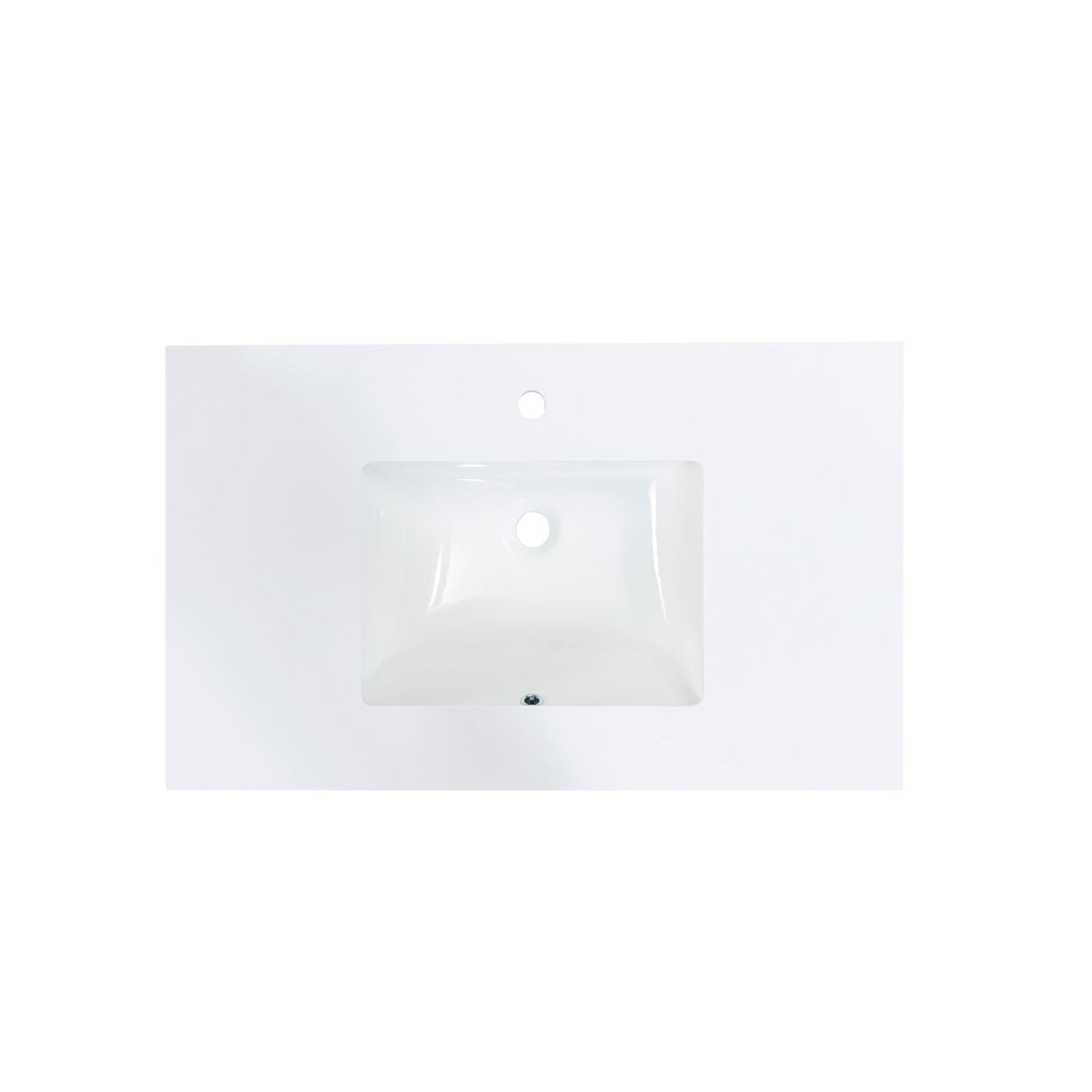 37" Composite Stone Vanity Top in Snow White with White Sink